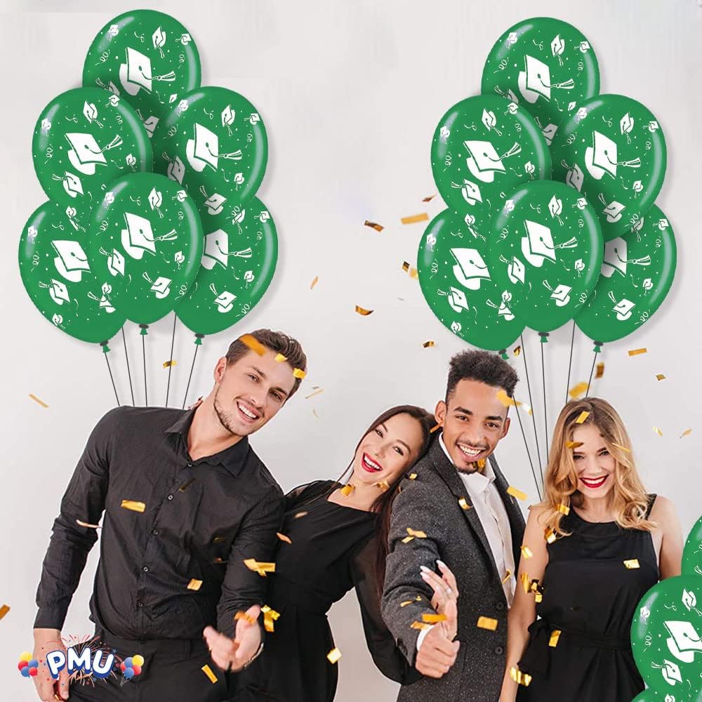 PMU Graduation Balloons | Premium Congrats Grad Balloon with All-Over Print Grad Caps-Confetti and Streamers | Graduation Party Supplies & Decorations | Latex Balloons