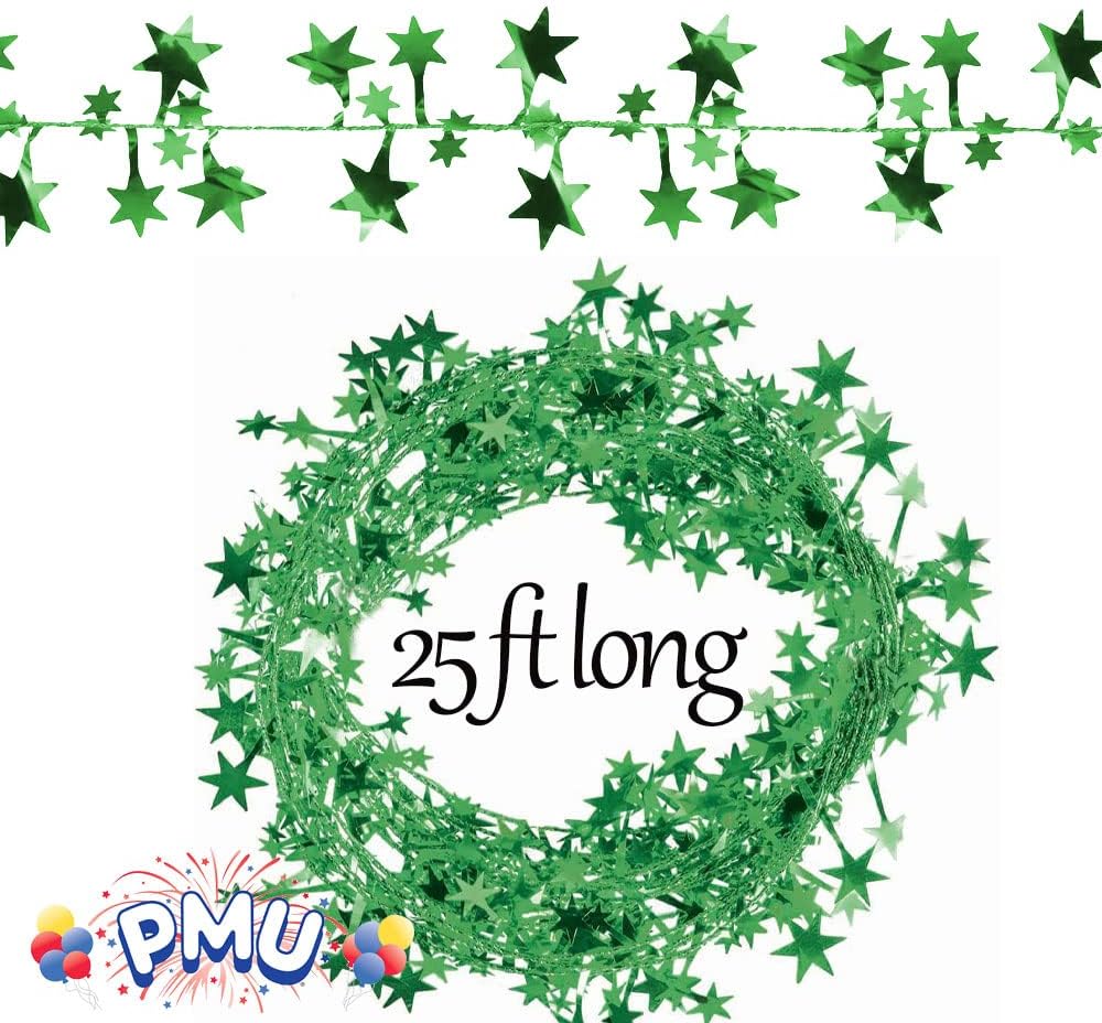 PMU Star Wire Shiny - Garland Halloween, Christmas Party, Wedding, Birthday, Festive Home Decoration Ornament 25ft Tinsel