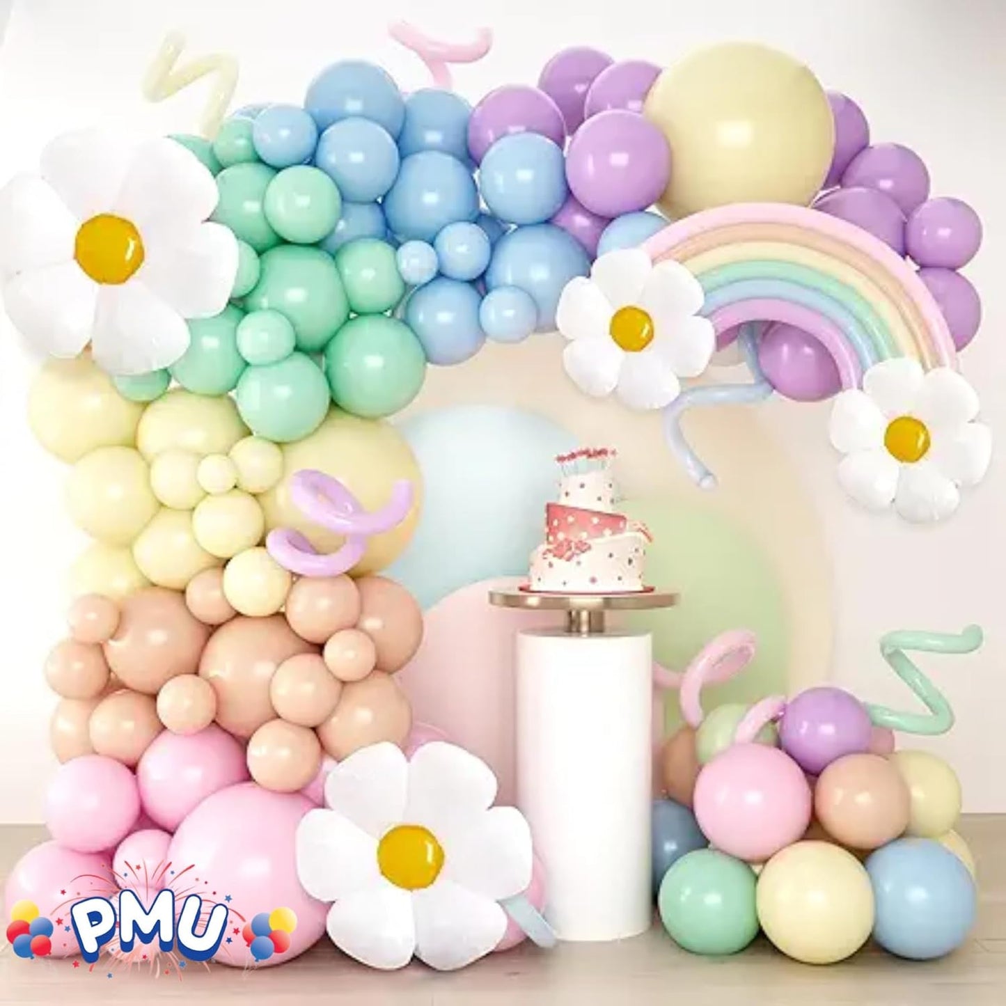 PMU Mylar White Daisy Flower Shaped Mylar Balloon - Party Decorations for Birthday Wedding Baby Shower Party Decorations Supplies
