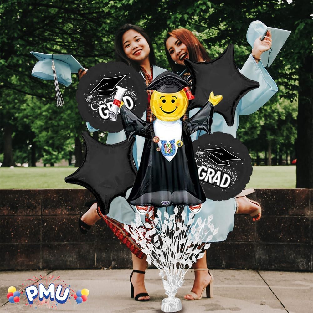 PMU Gradburst Balloon Weight Centerpiece 15 Inch with Die-Cut Metallic