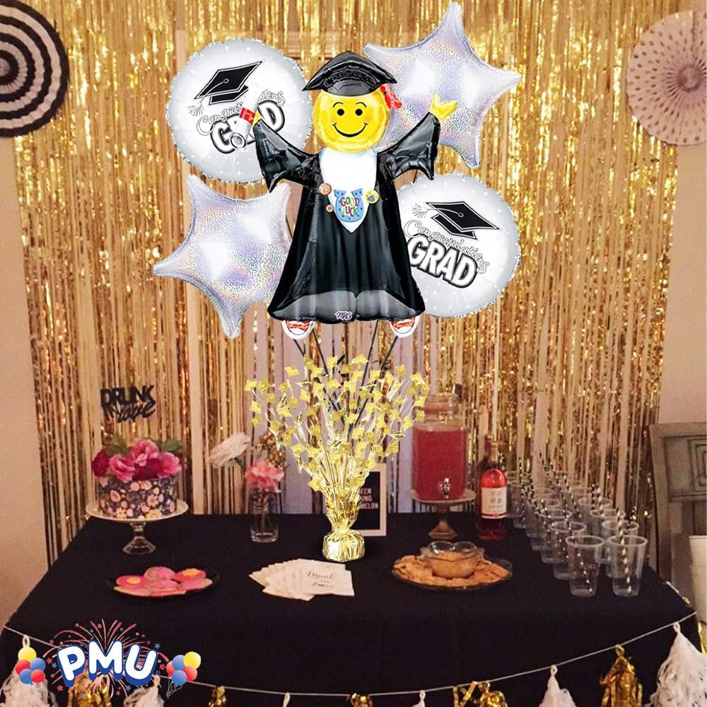 PMU Gradburst Balloon Weight Centerpiece 15 Inch with Die-Cut Metallic