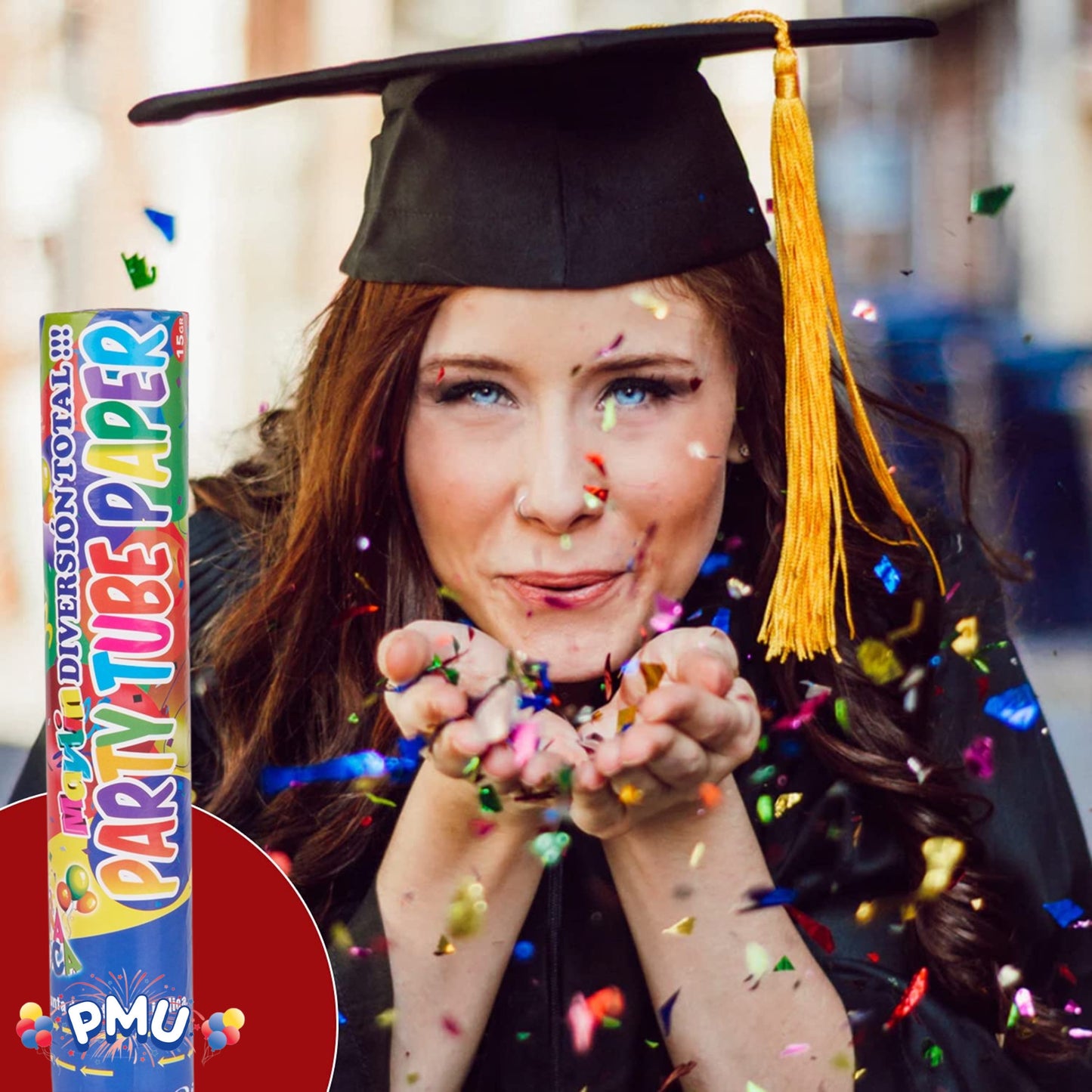 PMU Cannons Party Poppers - Confetti Blaster for Drive-by Birthdays-Celebrations, Graduation, Wedding, Christmas, New Year’s Eve - Party Poppers Confetti Shooters, Pkg/12