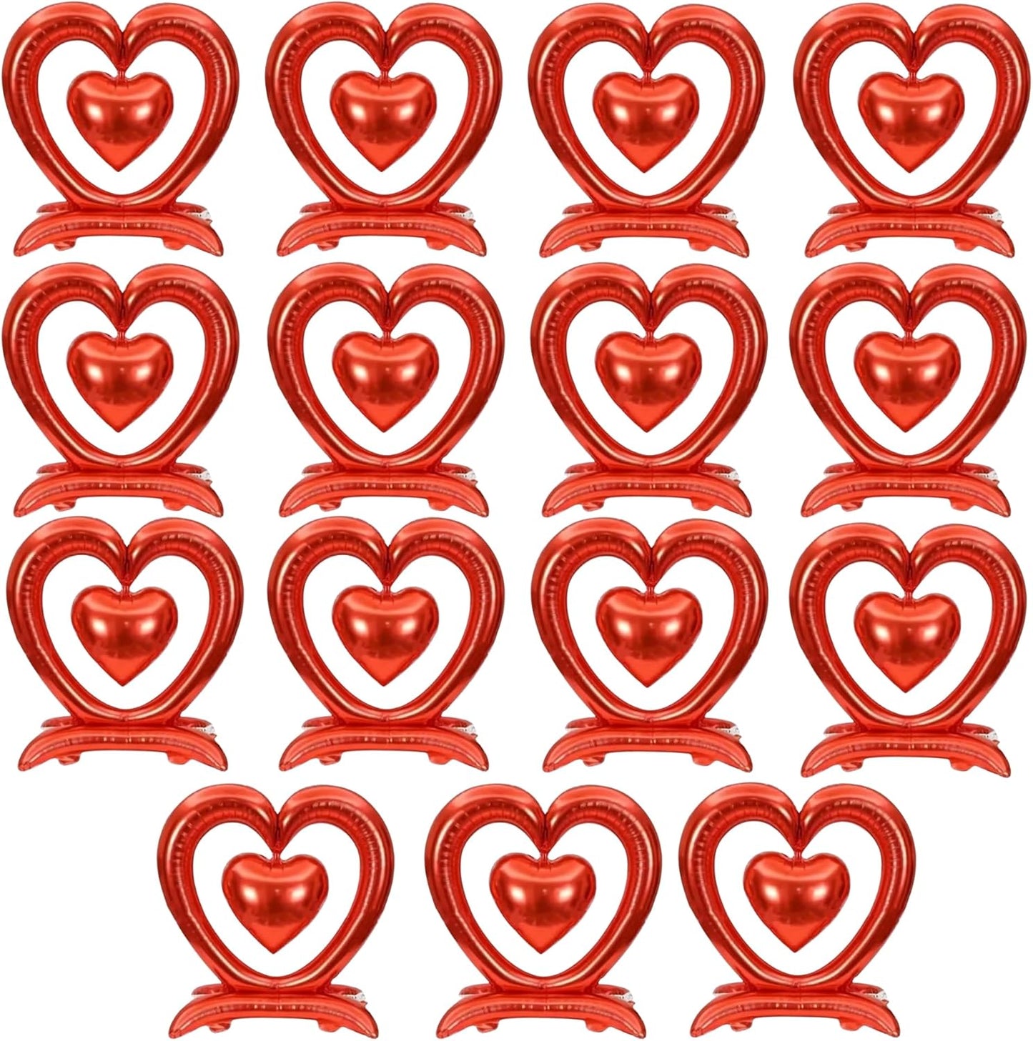 PMU 18-Inch Valentine's Day Heart Shaped Air Inflated Standing Open Heart Tabletop Mylar Foil Balloon