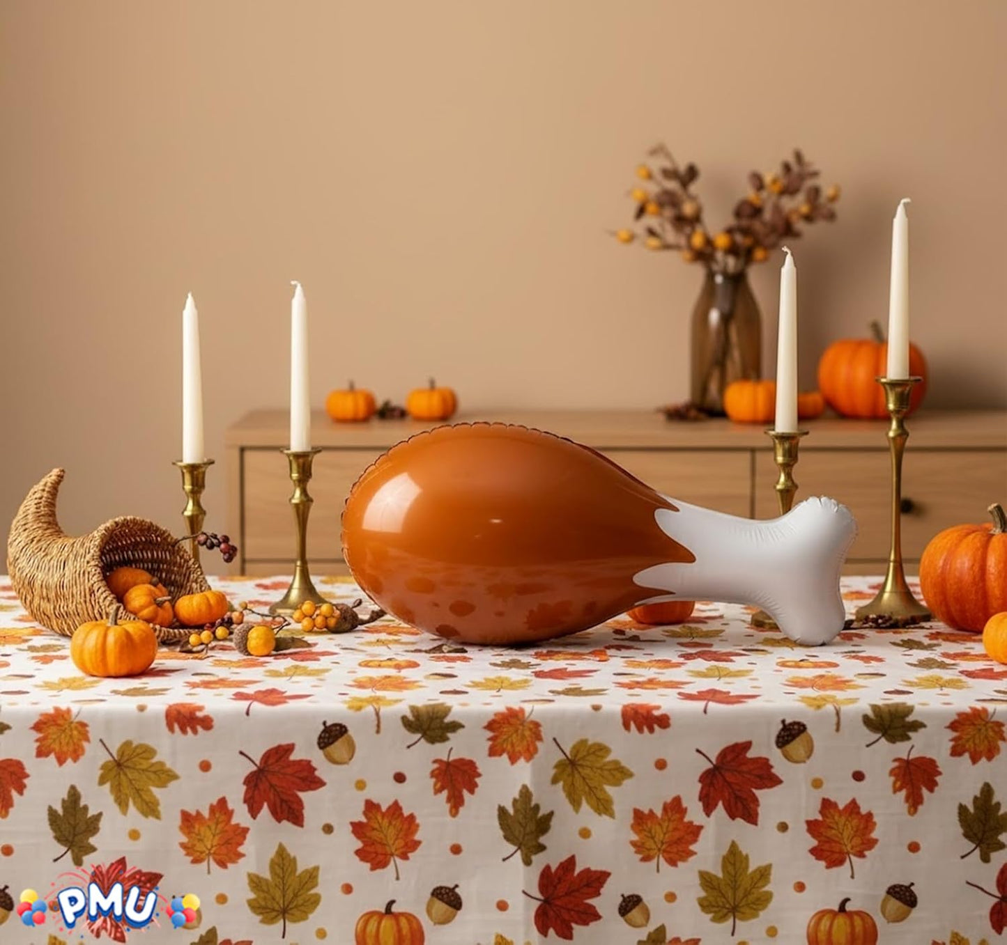 PMU Thanksgiving Giant Turkey Drumsrick Inflatable Decoration 24in in Indoor Thanksgiving Party Events Accessory