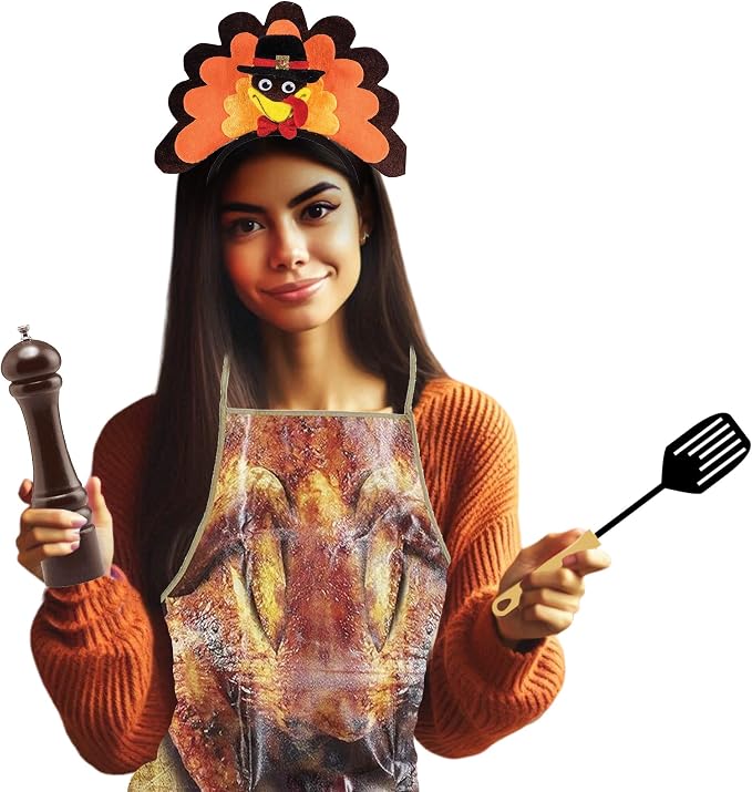Thanksgiving Tom Turkey Headband and Turkey Apron Set Party Costume Accessories (2/Pkg) Pkg/1