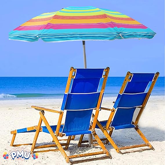 PMU Beach Multi color Umbrella for Sand, Sun Shelter, Outdoor Sunshade Umbrellas for Patio Garden Beach Pool Backyard
