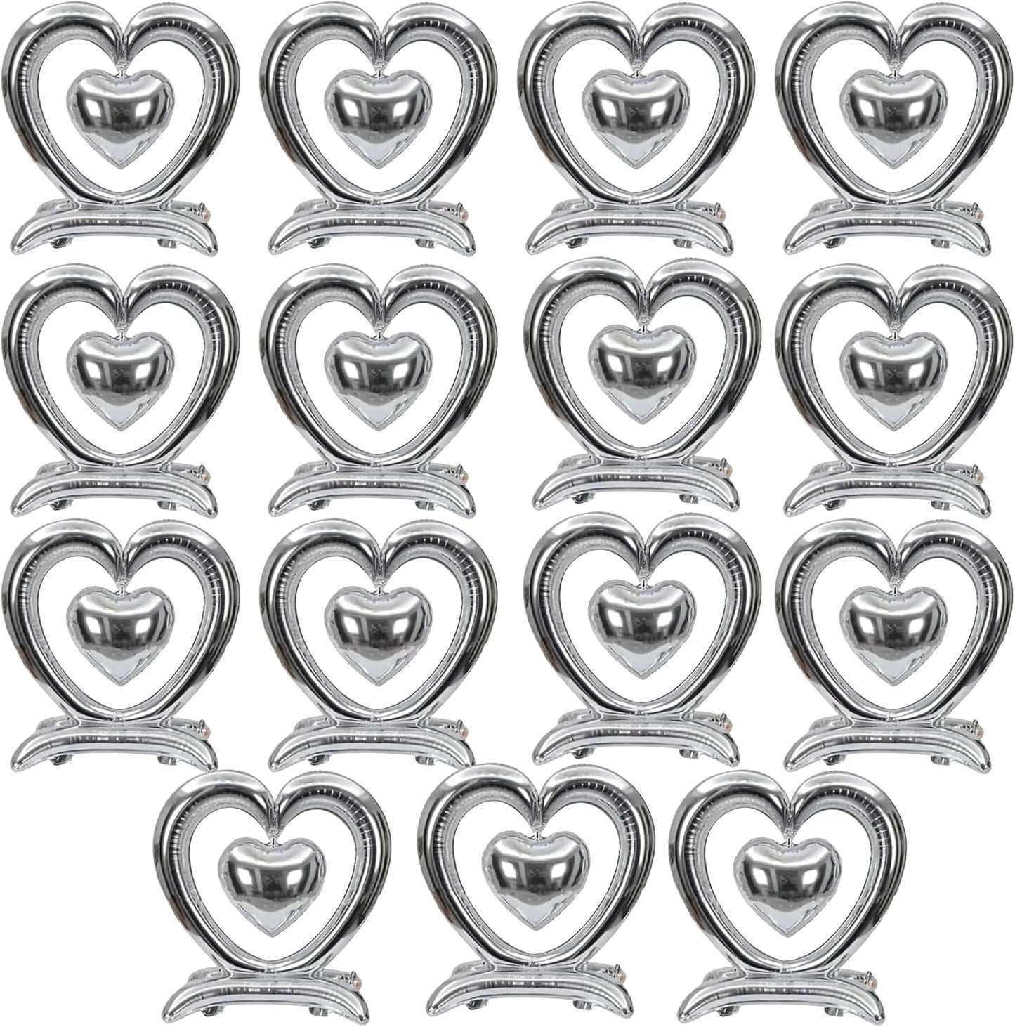 PMU 18-Inch Valentine's Day Heart Shaped Air Inflated Standing Open Heart Tabletop Mylar Foil Balloon