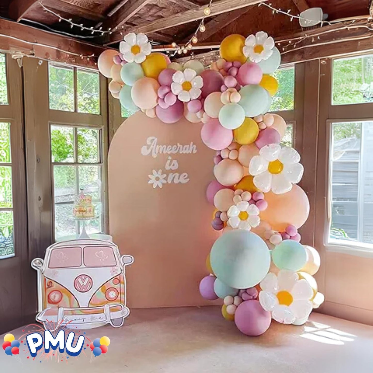 PMU Mylar White Daisy Flower Shaped Mylar Balloon - Party Decorations for Birthday Wedding Baby Shower Party Decorations Supplies