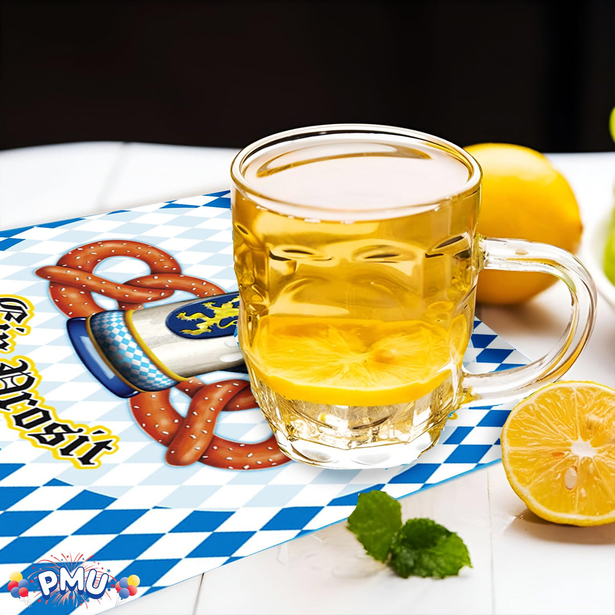 PMU Oktoberfest 9 Inch Dessert Plates, German Beer Festival Party Tableware