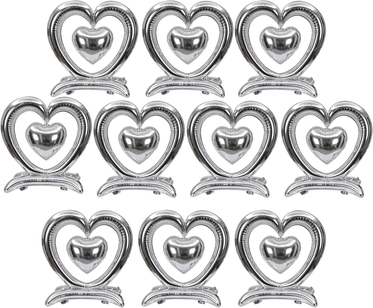PMU 18-Inch Valentine's Day Heart Shaped Air Inflated Standing Open Heart Tabletop Mylar Foil Balloon