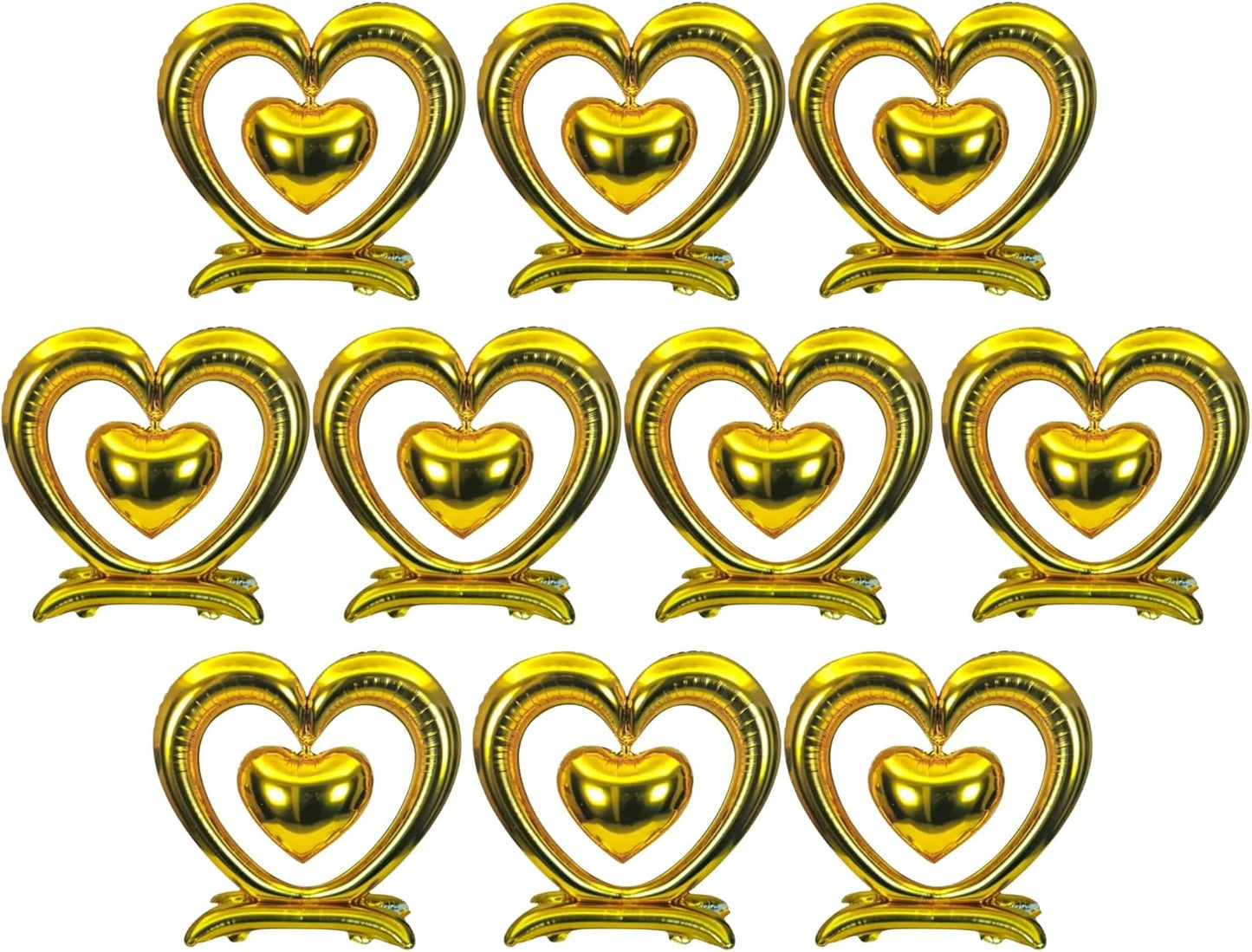 PMU 18-Inch Valentine's Day Heart Shaped Air Inflated Standing Open Heart Tabletop Mylar Foil Balloon