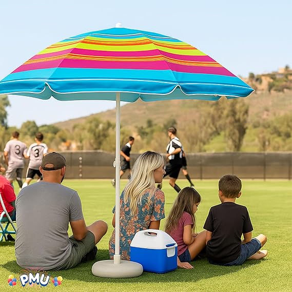 PMU Beach Multi color Umbrella for Sand, Sun Shelter, Outdoor Sunshade Umbrellas for Patio Garden Beach Pool Backyard