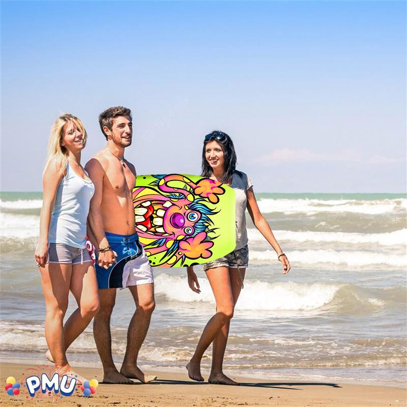 PMU 26 Inch Graphics Printed Bodyboard - Lightweight Wrist Leash Slick Bottom Boogie Board for Beach, Sea & Pool - Surfing Board for Kids, Teens & Adults Wave Conditions Pkg/1