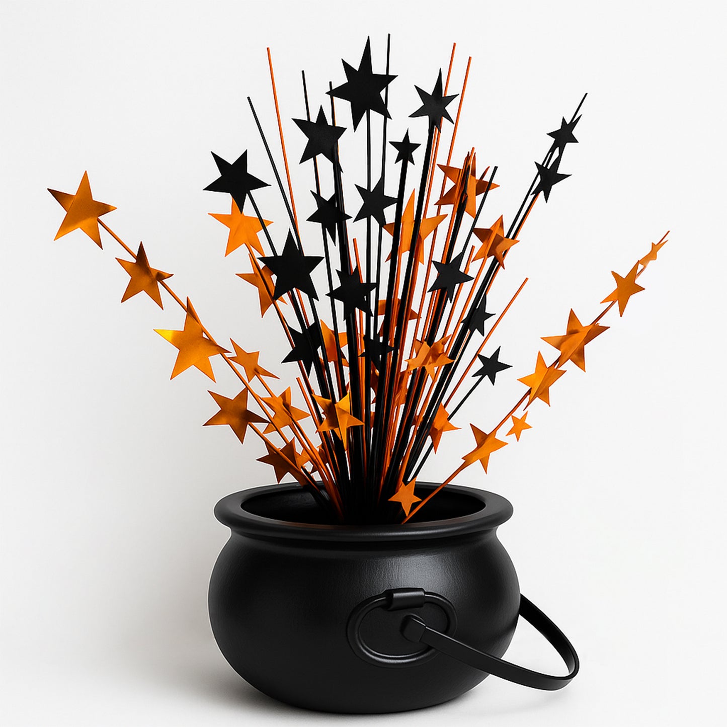 PMU Halloween Bundle - 1pc 6in Cauldon with 1pc Halloween Black/Orange Starburst Centerpiece - Halloween Party Favors & Supplies