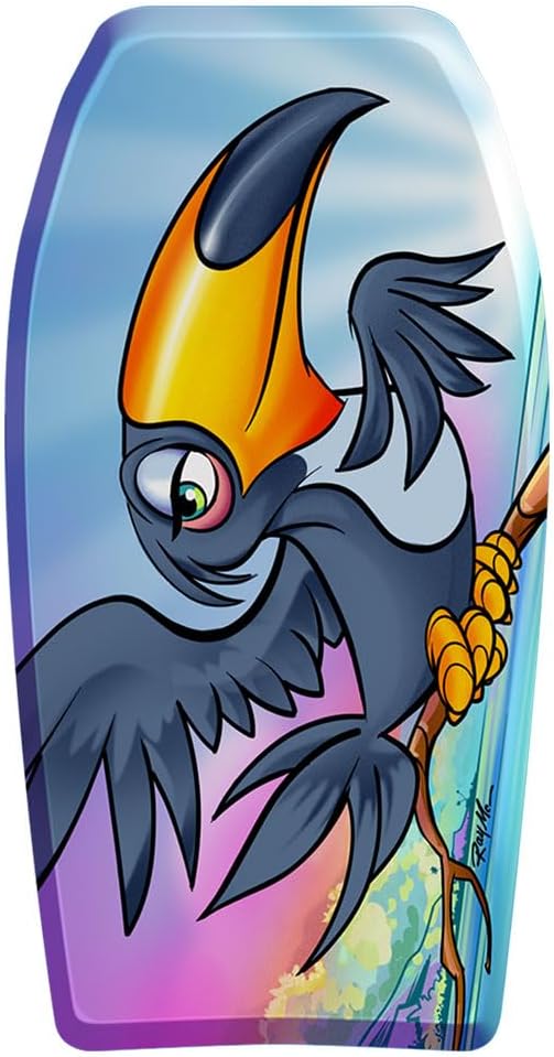 PMU 26 Inch Graphics Printed Bodyboard - Lightweight Wrist Leash Slick Bottom Boogie Board for Beach, Sea & Pool - Surfing Board for Kids, Teens & Adults Wave Conditions Pkg/1