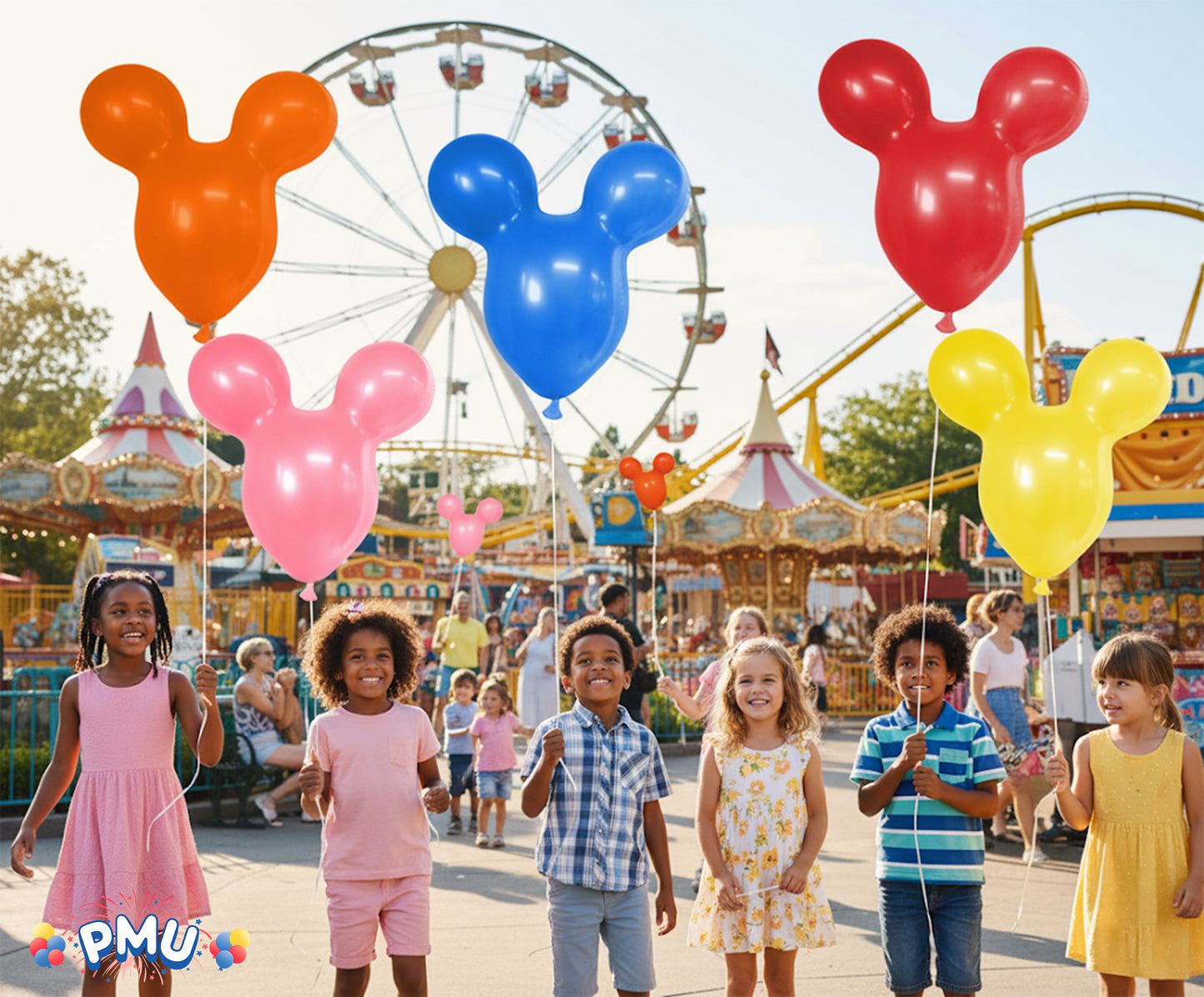 PMU Mouse Head Shaped Balloons 15 Inch PartyTex Latex Great for Mickey Mouse Theme Parties Inflate Mouse Ears first for proper inflation (See Video)
