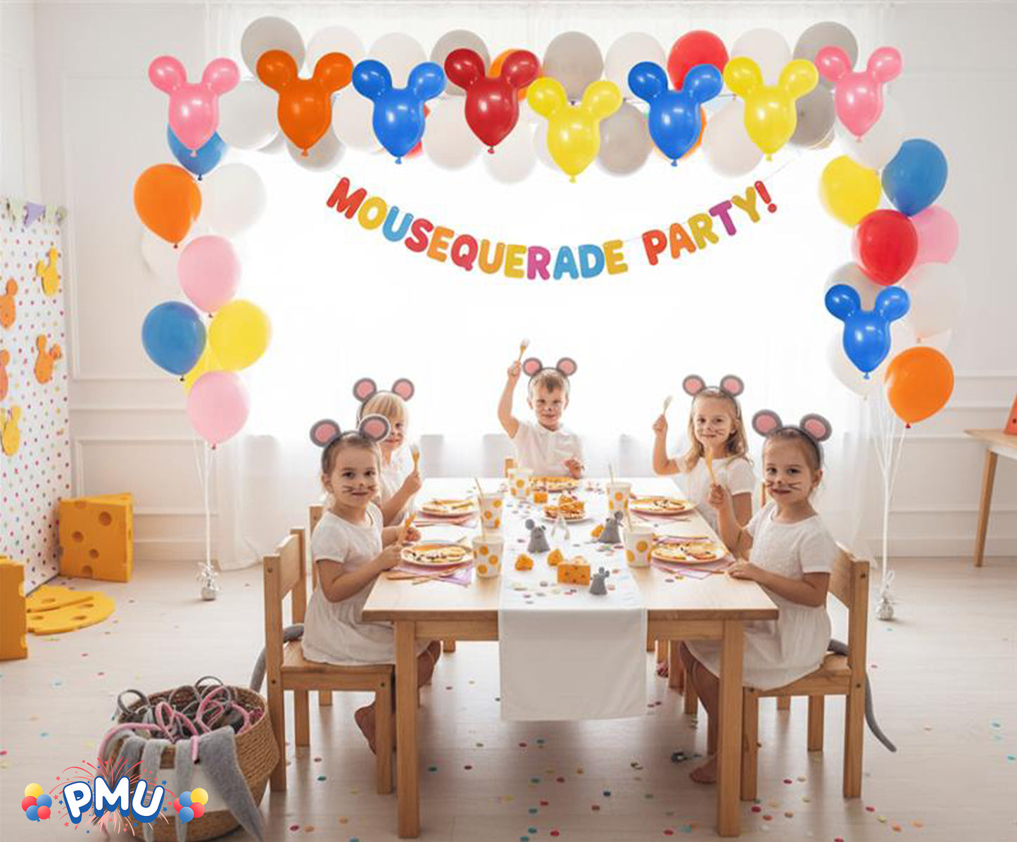 PMU Mouse Head Shaped Balloons 15 Inch PartyTex Latex Great for Mickey Mouse Theme Parties Inflate Mouse Ears first for proper inflation (See Video)