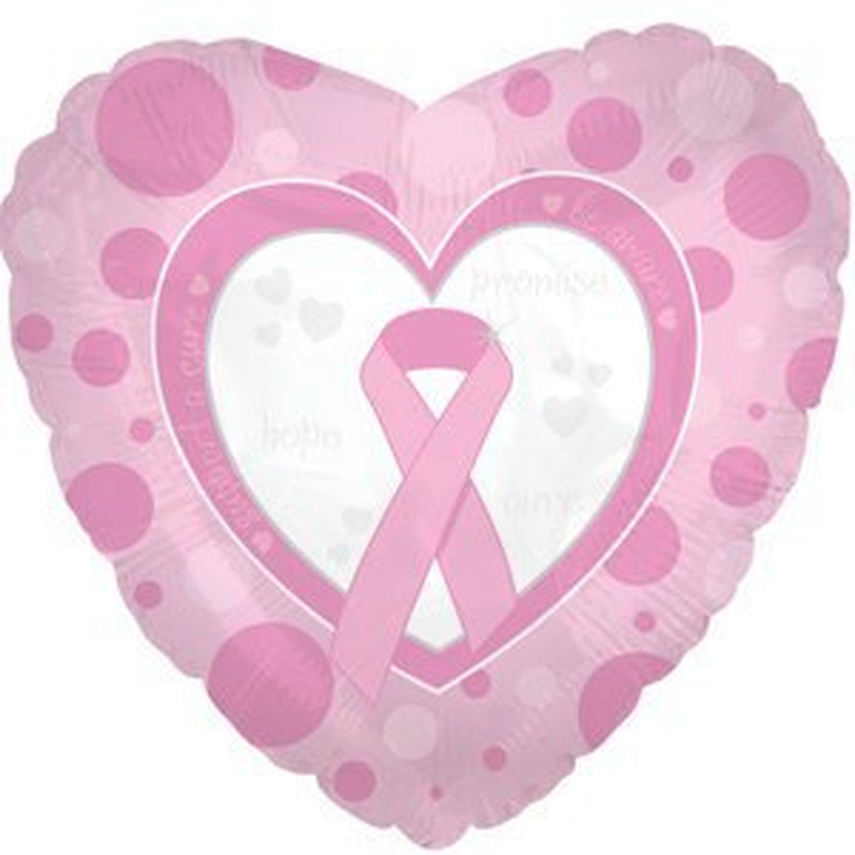 PMU 18 inch Pink Heart Shaped Mylar Balloon Breast Cancer Promise, Hope, Cure, Valentines Day