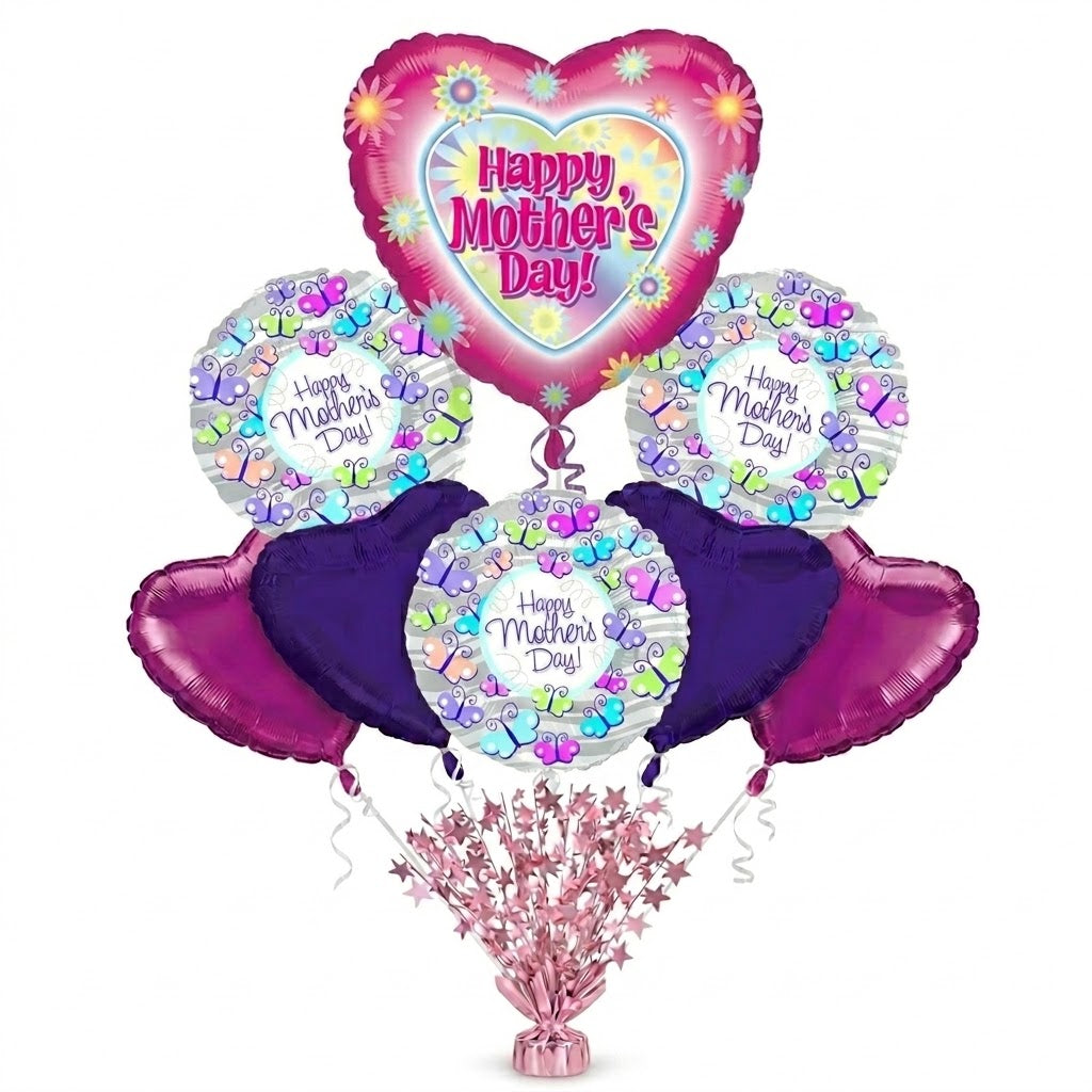 PMU 9pc Mothers Day Balloon Bouquet Set with Balloon Weight