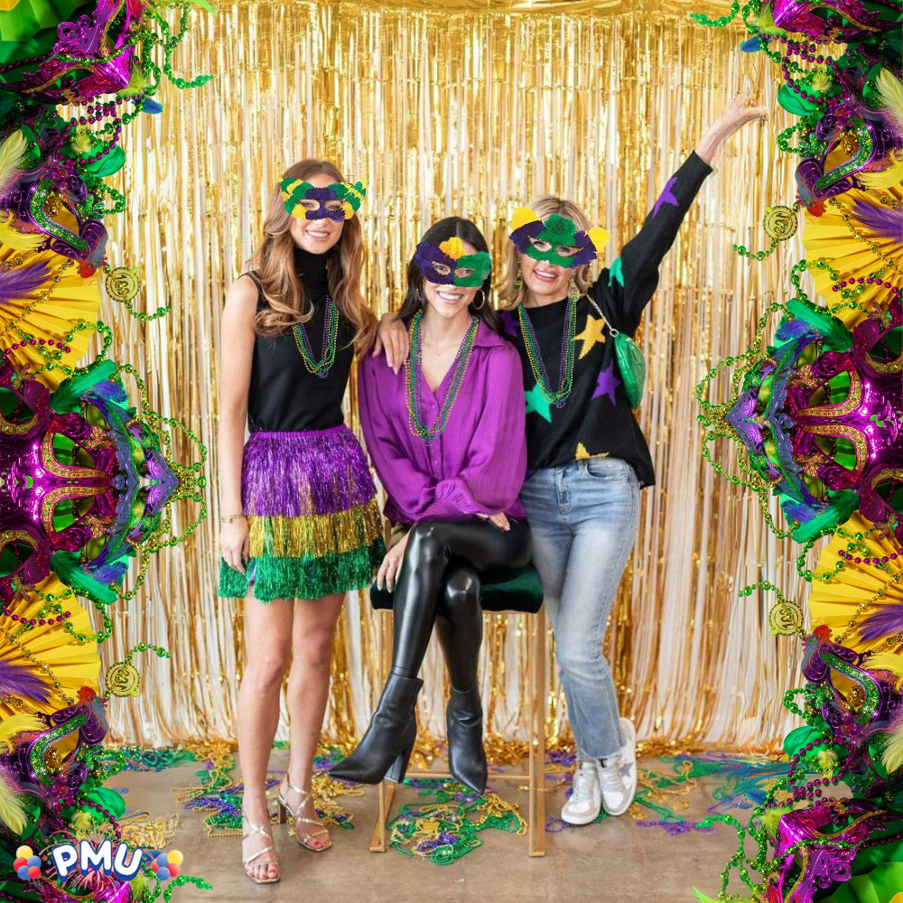 PMU Mardi Gras Metallic Beads, Carnival Party, Necklace, Party Favor