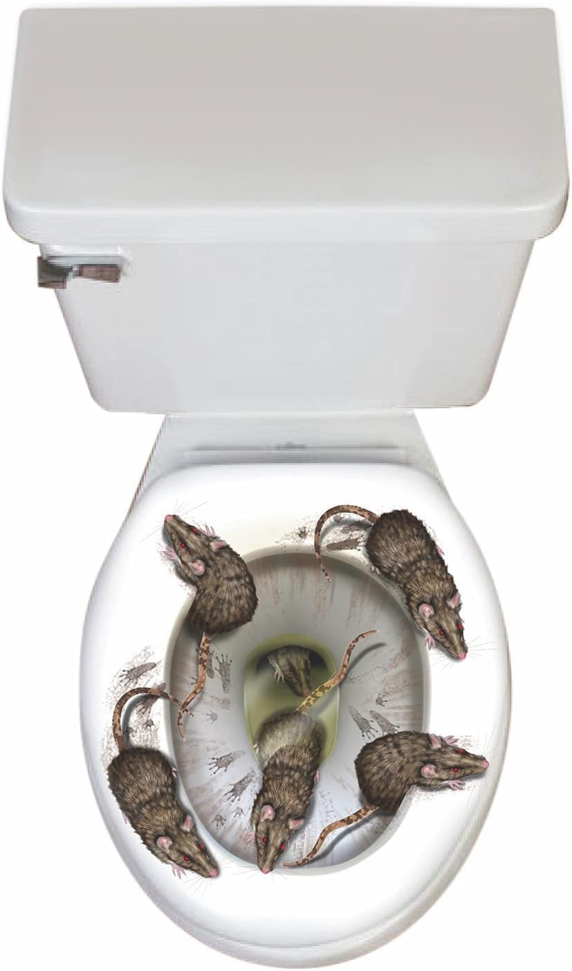 PMU Halloween Party Decoration Accessory Bloody Rat Toilet Seat Cover 12in x 17in Party Accessory (1/pkg) Pkg/1