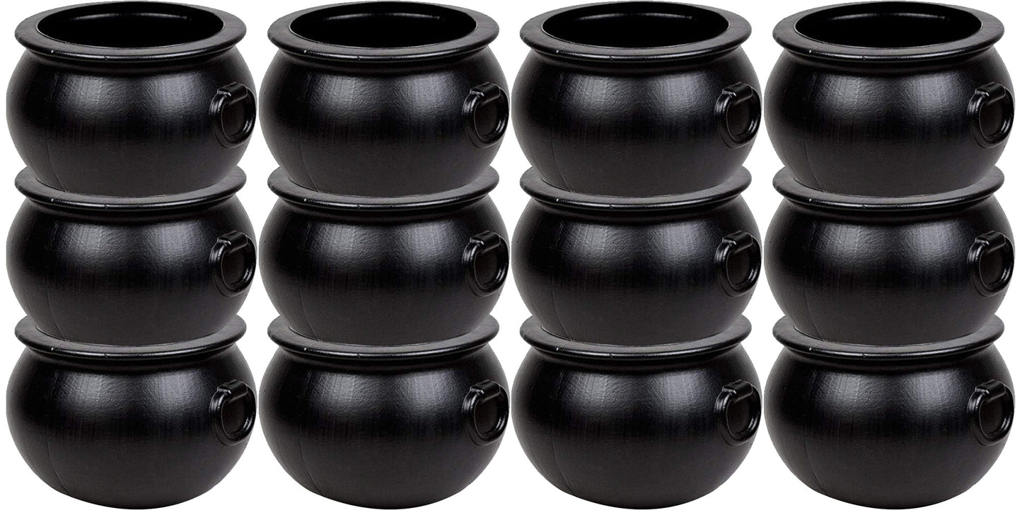PMU Halloween Cauldron - Blow Mold Plastic Party Accessory - Candy Holder for Kids - Halloween Party Favors & Supplies - 12 Inch Black