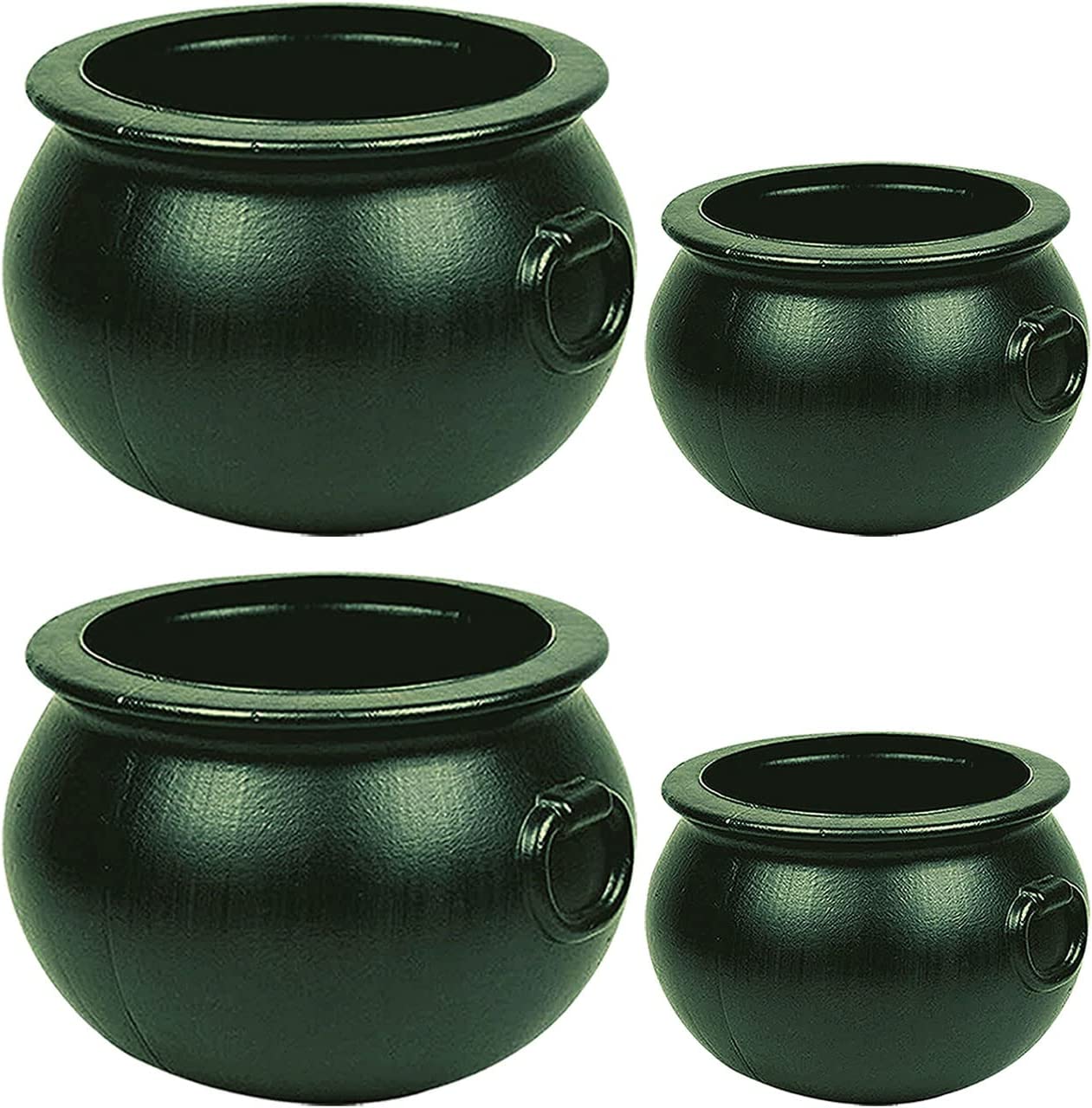 PMU Halloween Cauldron - Cauldron Plastic Pot & Bucket - Halloween Party Favors & Supplies - Perfect Kitchen & Home Décor - Candy Holder for Kids, 16 &12 (inches) Witches Green