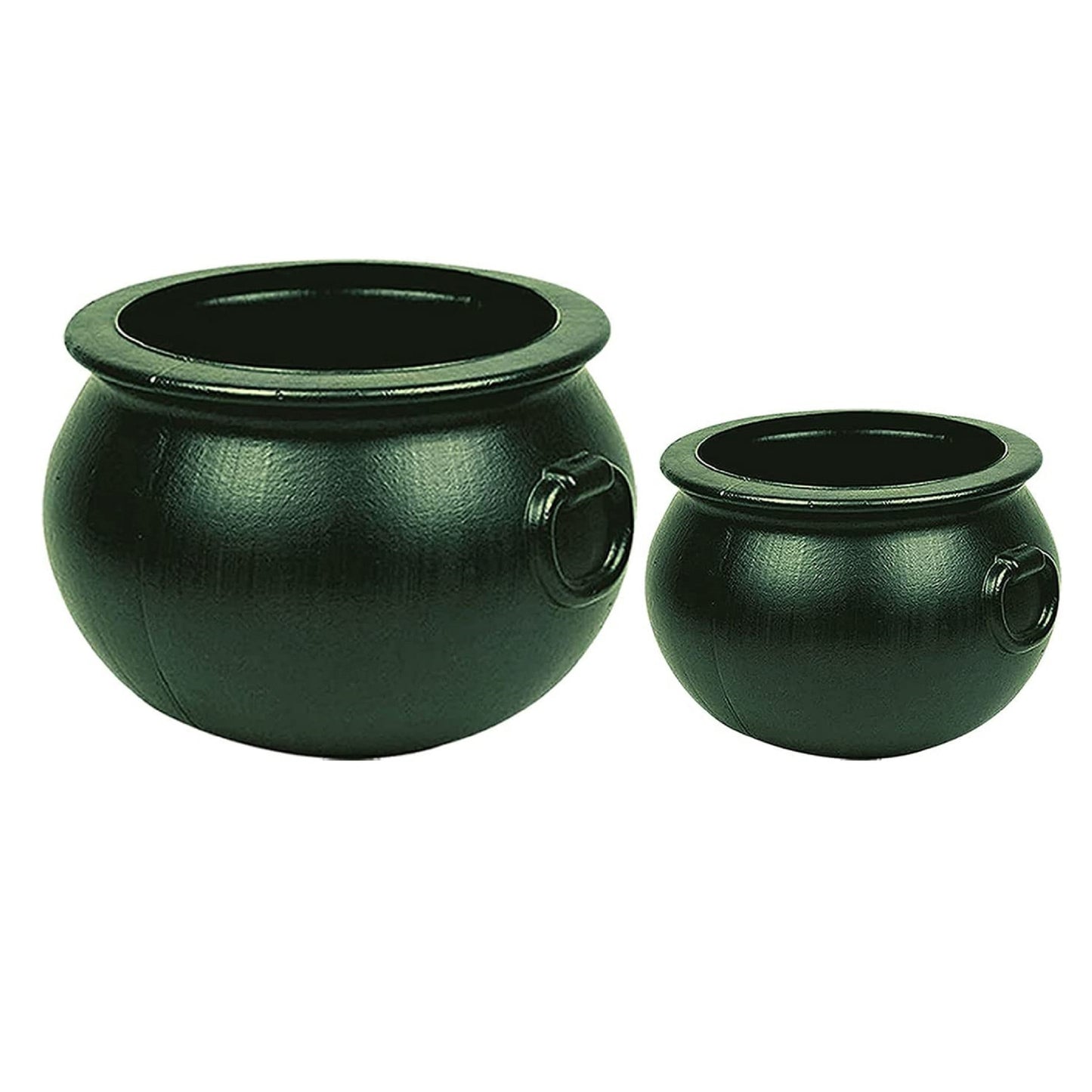 PMU Halloween Cauldron - Cauldron Plastic Pot & Bucket - Halloween Party Favors & Supplies - Perfect Kitchen & Home Décor - Candy Holder for Kids, 16 &12 (inches) Witches Green
