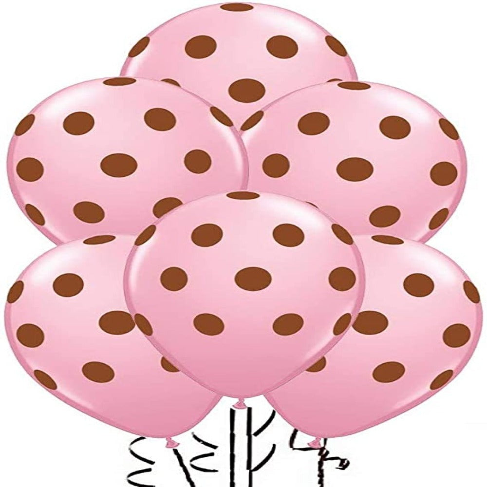 PMU Polka Dot Balloons PartyTex 12in Premium Latex w/ All-Over Print Gold Dots