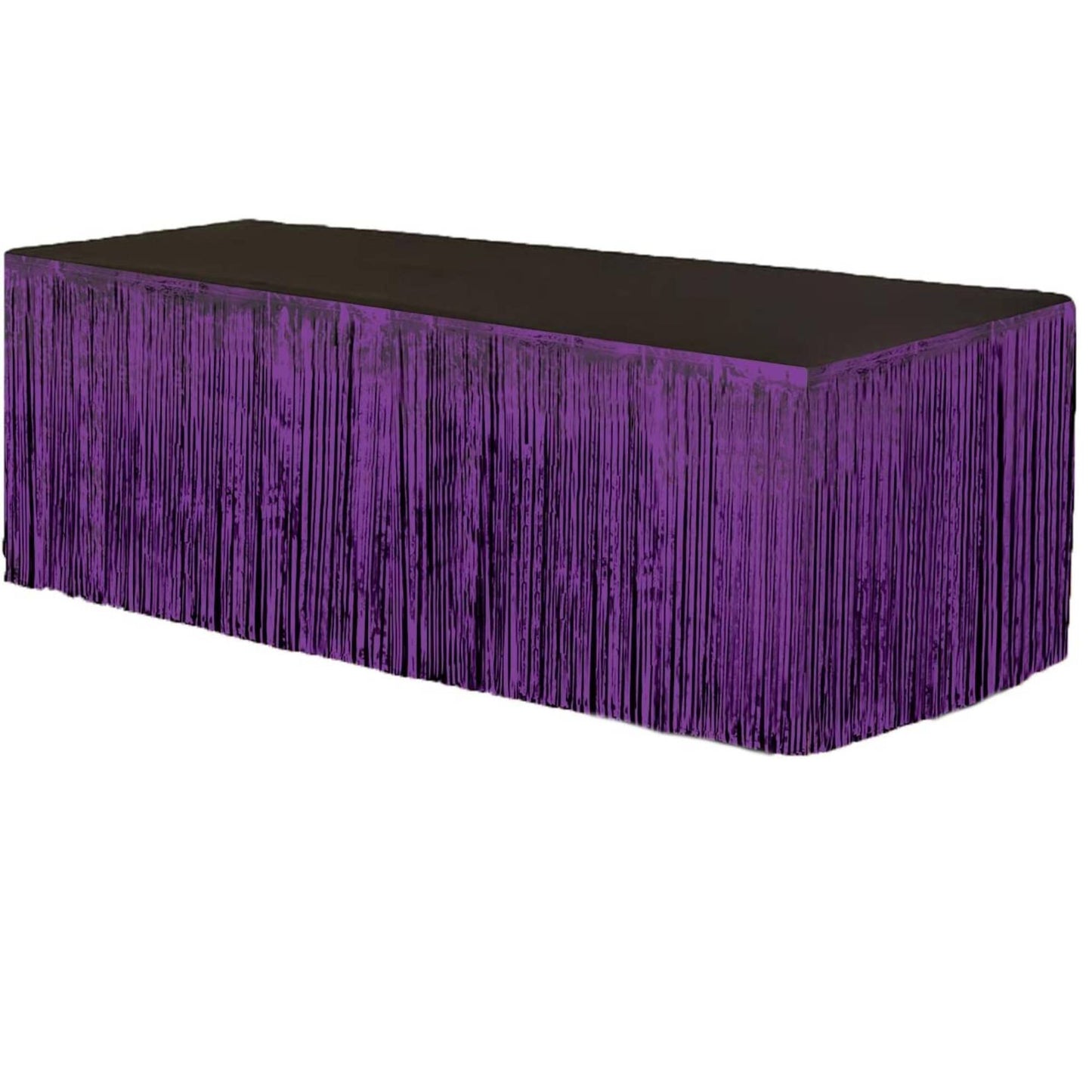 PMU Table Skirt Tinsel Foil 9 ft x 29 inches Party Favor Supplies, Decoration Fringe, Tinsel Table Skirt, Metallic Table Skirt, Foil Fringe Table Skirt
