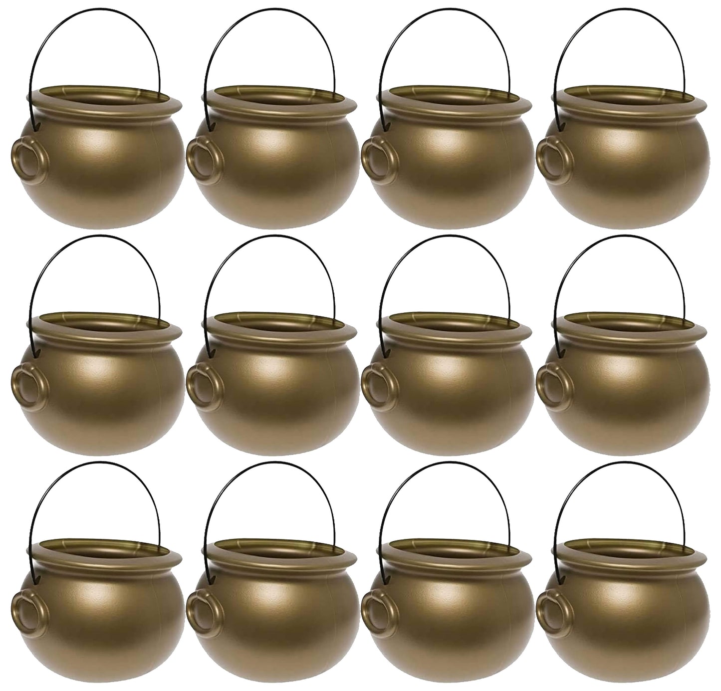 PMU Halloween Cauldron - Blow Mold Plastic Party Accessory - Candy Holder for Kids - Halloween Party Favors & Supplies – Perfect for Decoration - 8 Inch Gold