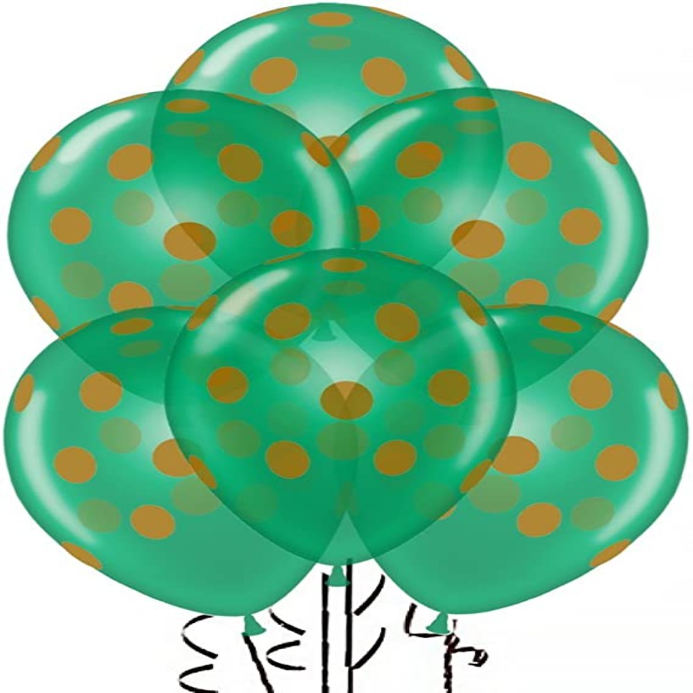 PMU Polka Dot Balloons PartyTex 12in Premium Latex w/ All-Over Print Gold Dots