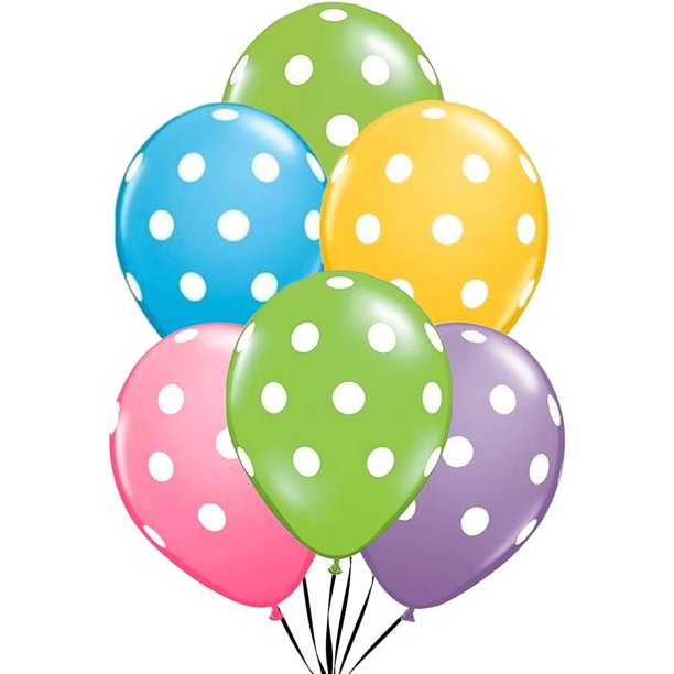 PMU Polka Dot Balloons - Multicolor Small Balloons for Birthdays, Weddings, Christmas, Halloween Anniversaries, Baby Shower & Party Favors Supplies - 11 Inches