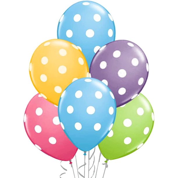 PMU Polka Dot Balloons - Multicolor Small Balloons for Birthdays, Weddings, Christmas, Halloween Anniversaries, Baby Shower & Party Favors Supplies - 11 Inches
