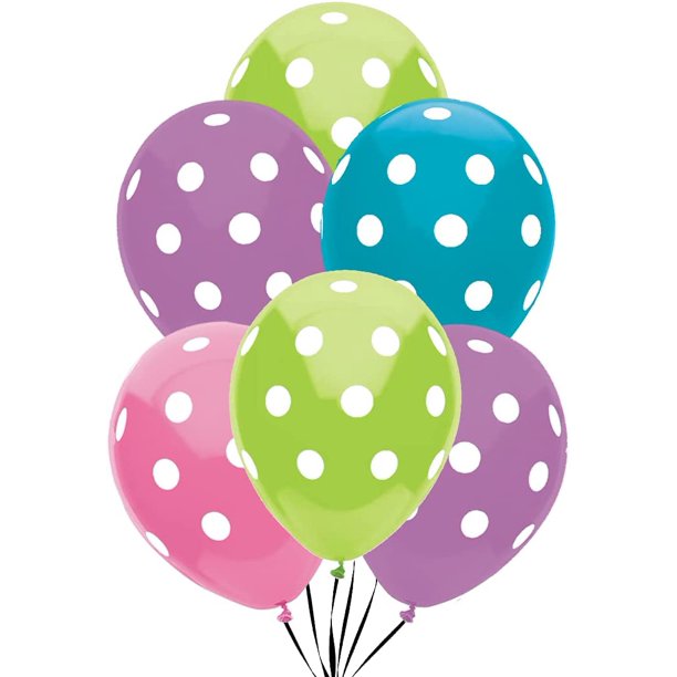 PMU Polka Dot Balloons - Multicolor Small Balloons for Birthdays, Weddings, Christmas, Halloween Anniversaries, Baby Shower & Party Favors Supplies - 11 Inches