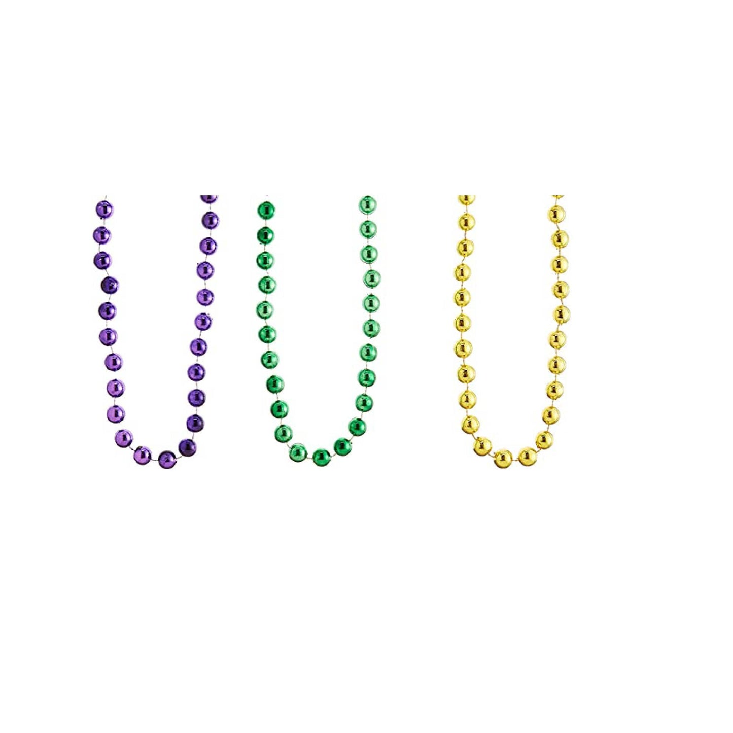PMU Mardi Gras Metallic Beads, Carnival Party, Necklace, Party Favor