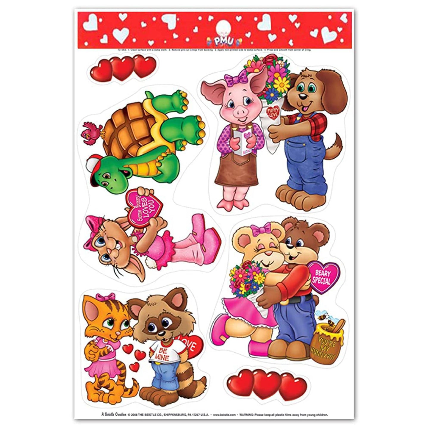 PMU Valentine Heart Clings Party Accessory 12in. x 17in. Sheet