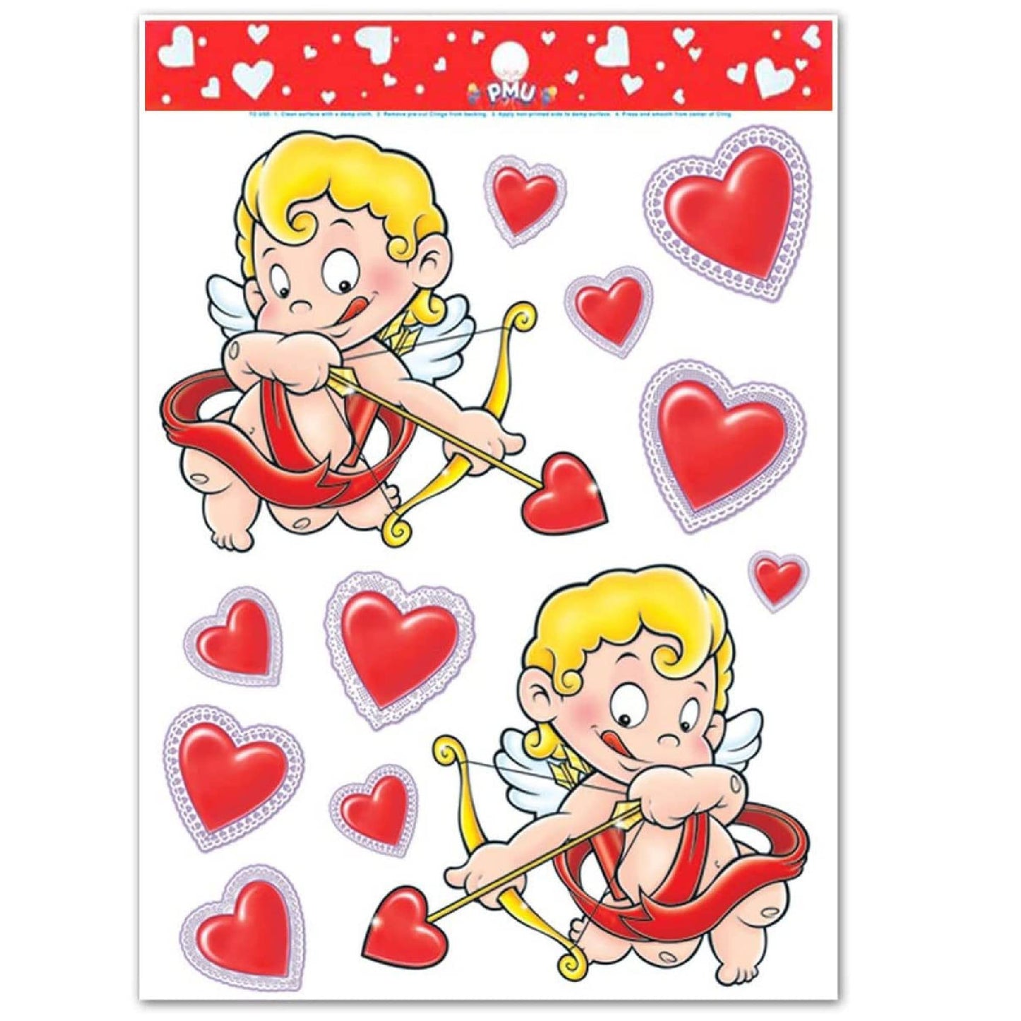 PMU Valentine Heart Clings Party Accessory 12in. x 17in. Sheet