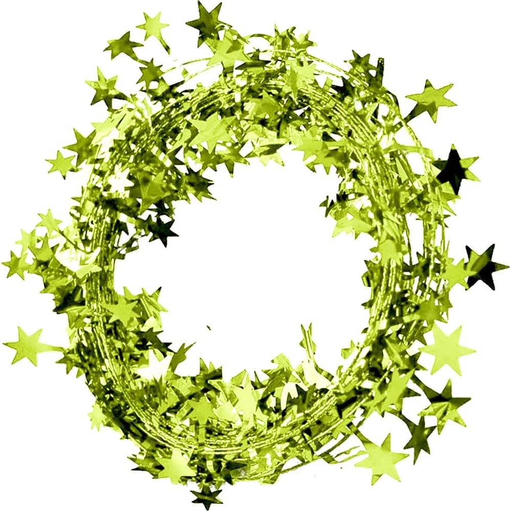 PMU Star Wire Shiny - Garland Halloween, Christmas Party, Wedding, Birthday, Festive Home Decoration Ornament 25ft Tinsel