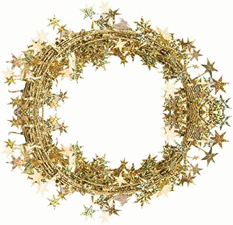 PMU Star Wire Shiny - Garland Halloween, Christmas Party, Wedding, Birthday, Festive Home Decoration Ornament 25ft Tinsel