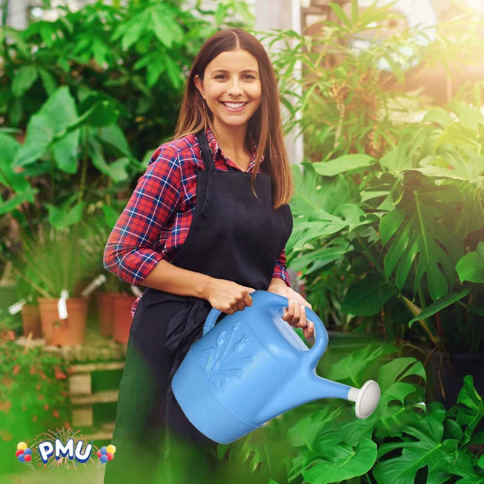 PMU 2 Gallon Watering Can - Garden Watering Can for Indoor & Outdoor Plants - Plastic Water Can with Detachable Sprinkler Head - Large Water Pot, Made in USA