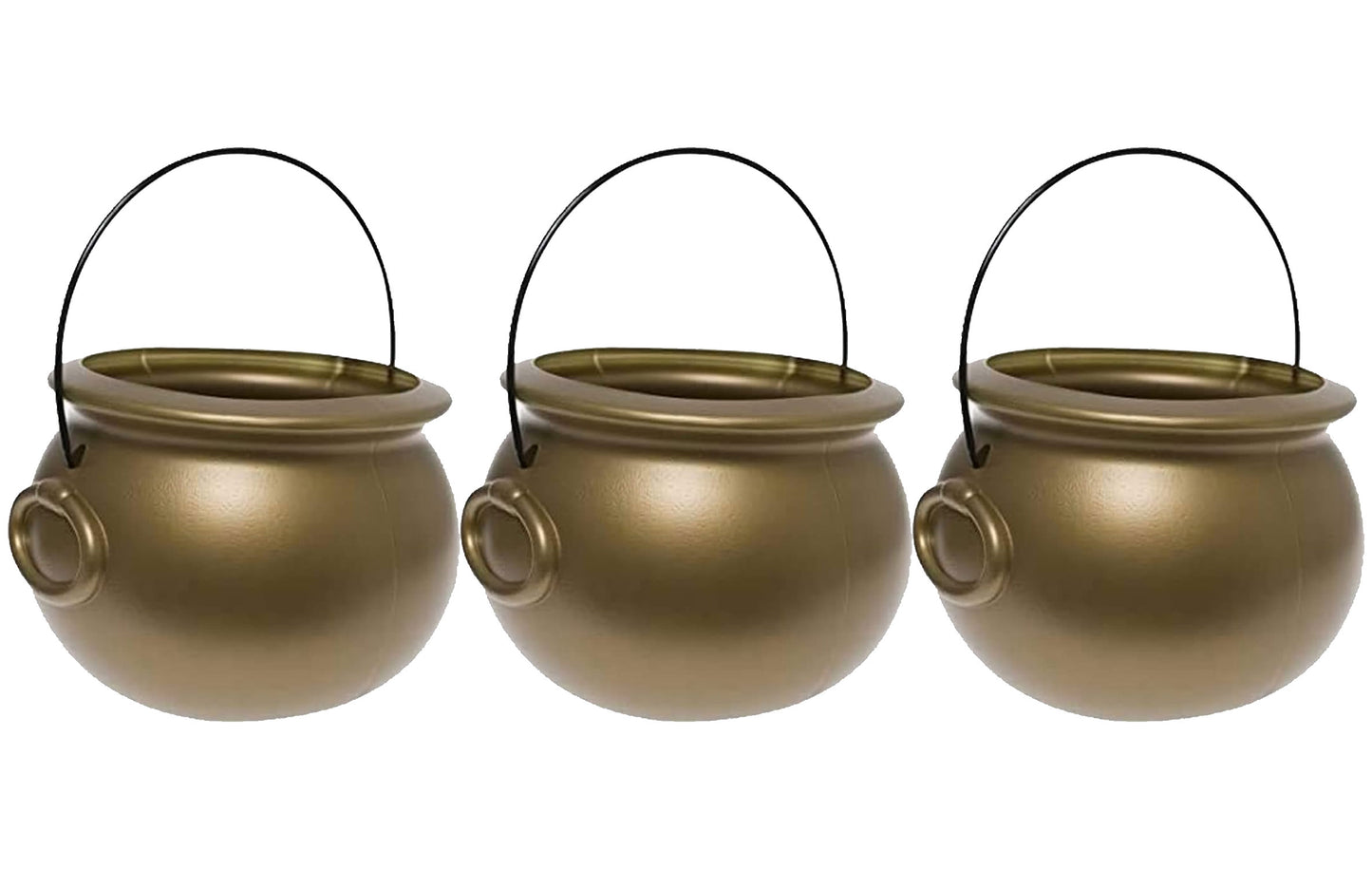 PMU Halloween Cauldron - Blow Mold Plastic Party Accessory - Candy Holder for Kids - Halloween Party Favors & Supplies – Perfect for Decoration - 8 Inch Gold