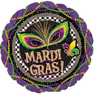 PMU Mardi Gras 18 Inch Mylar-Foil Balloon Party Accessories Indoor/Outdoor Decoration