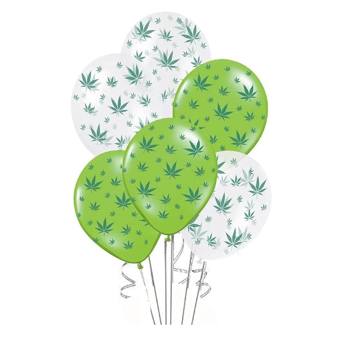 PMU Marijuana Balloons PartyTex 11in with All-Over Print Green Marijuana Leaves