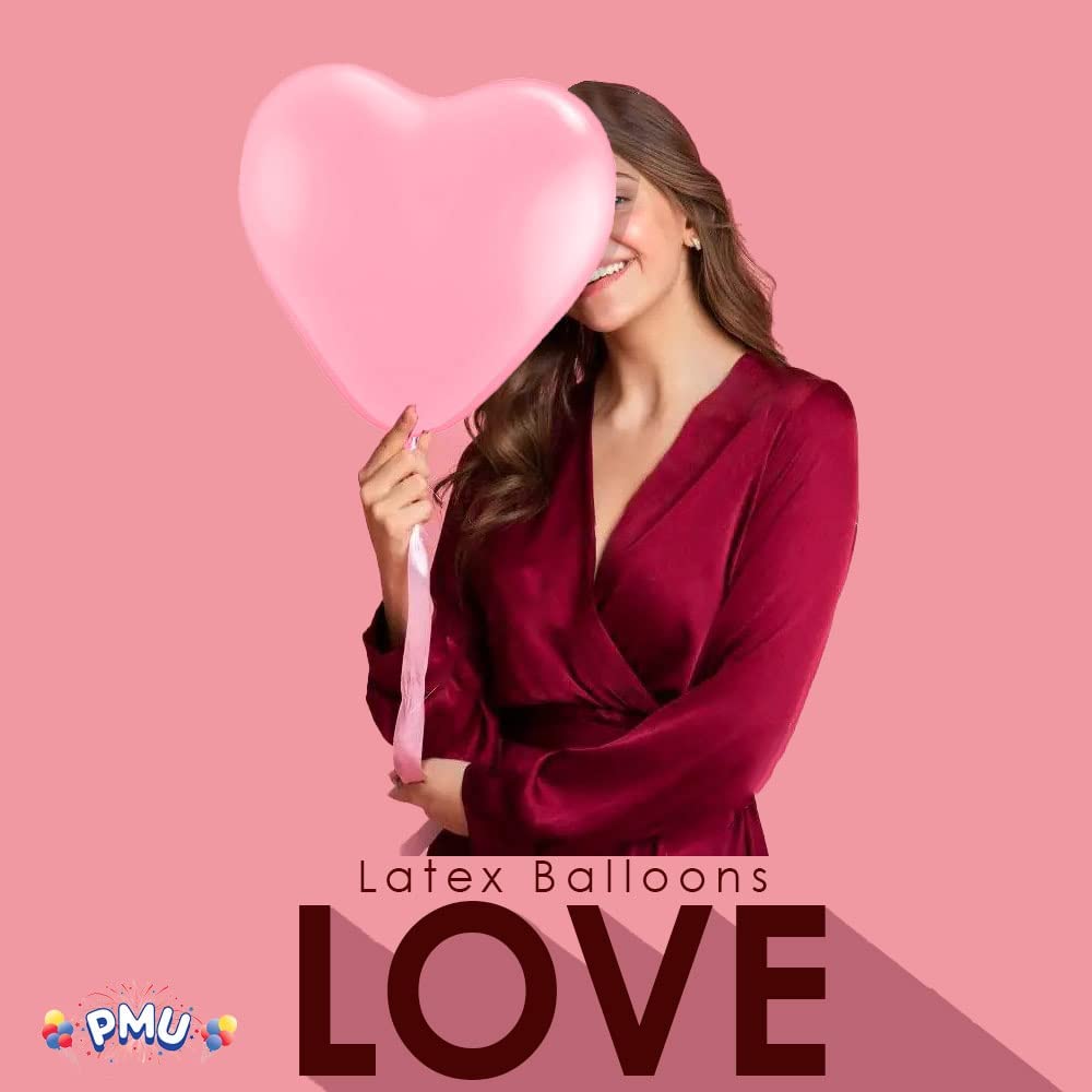 PMU Heart Shaped Balloons 15 Inch PartyTex Premium Latex Valentines Day, Weddings, Birthdays, Anniversaries, Engagements