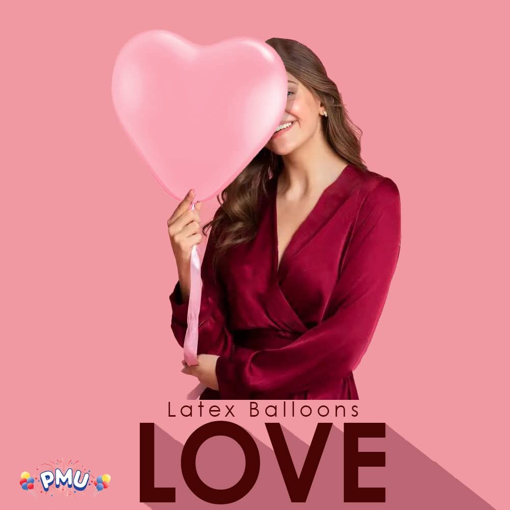 PMU Heart Shaped Balloons 15 Inch PartyTex Premium Latex Valentines Day, Weddings, Birthdays, Anniversaries, Engagements