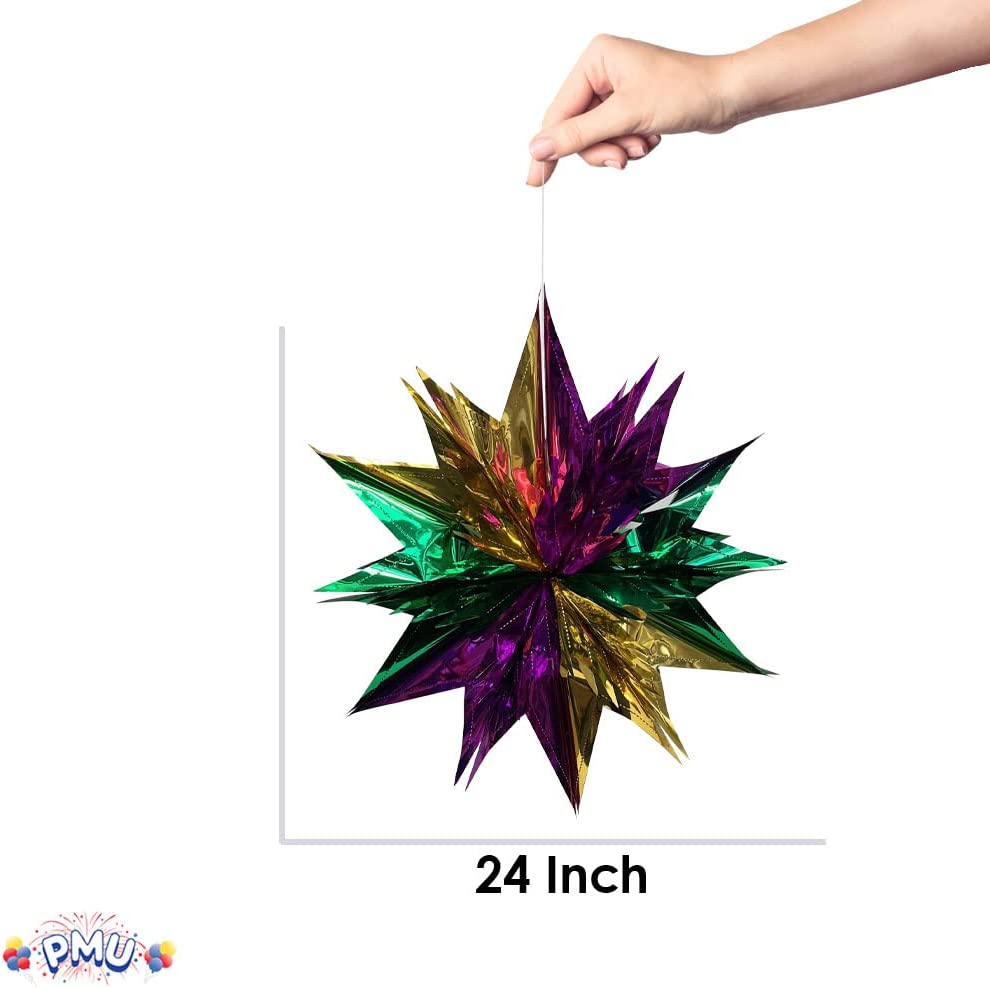 PMU Mardi Gras Starburst Tinsel 24 Inches Hanging Decoration