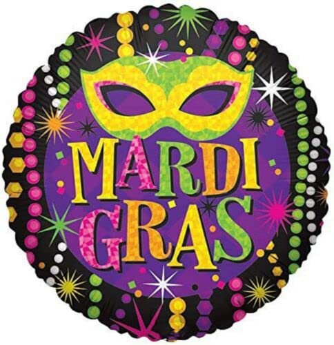PMU Mardi Gras 18 Inch Mylar-Foil Balloon Party Accessories Indoor/Outdoor Decoration