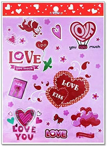 PMU Valentine’s Day Cupid Cling Stickers 16.5"x12" 19pc Set
