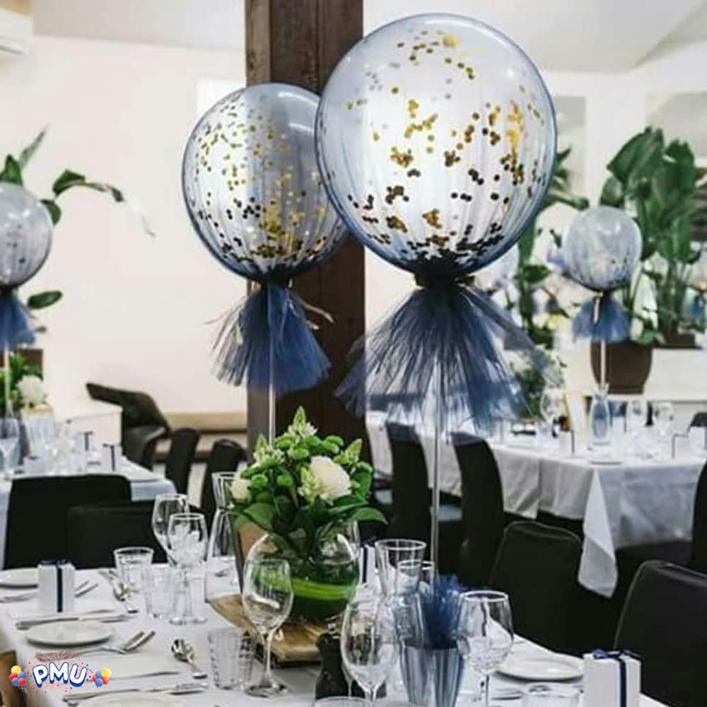 PMU Balloon Maxi Sticks II 20 Inch Clear with Clear Maxi Cups II Premium Latex/Mylar Balloon Holder for Air-Filled Balloons